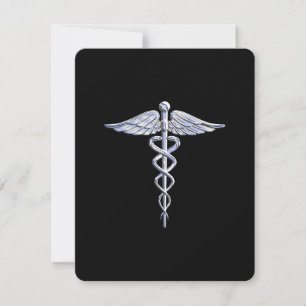 Silber wie Caduceus Medical Symbol auf schwarzer D