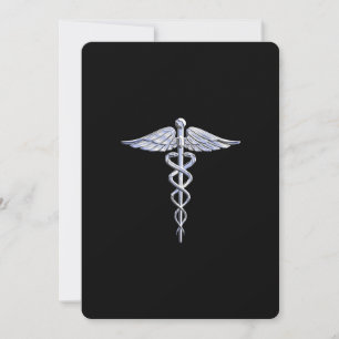 Silber wie Caduceus Medical Symbol auf schwarzer D