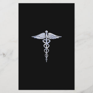 Silber wie Caduceus Medical Symbol auf schwarzer D Flyer