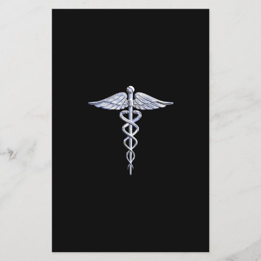 Silber wie Caduceus Medical Symbol auf schwarzer D Flyer (Vorne)