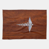 Silber wie Caduceus Medical Symbol Mahogany Print Geschirrtuch (Horizontal)
