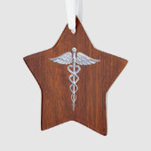 Silber wie Caduceus Medical Symbol Mahogany Print Ornament (Vorderseite)