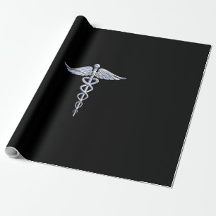 Silber wie Caduceus medizinisches Symbol auf schwa Geschenkpapier