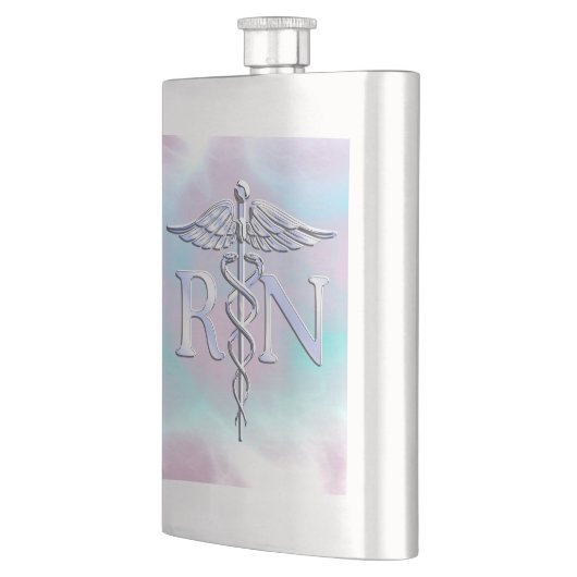 Silber wie RN Caduceus Medical Mother Pearl Flachmann (Links)