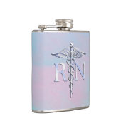 Silber wie RN Caduceus Medical Mother Pearl Flachmann (Rechts)