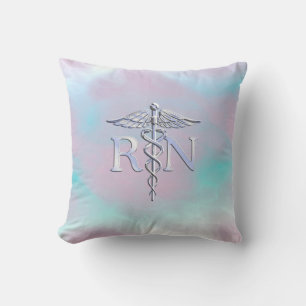 Silber wie RN Caduceus Medical Mother Pearl Kissen
