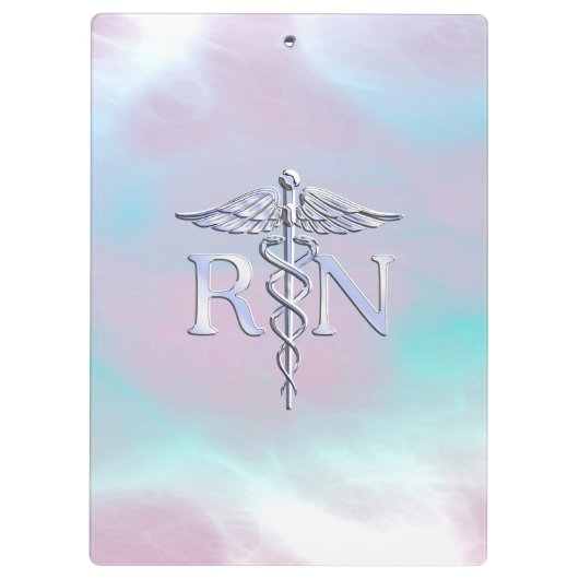 Silber wie RN Caduceus Medical Mother Pearl Klemmbrett (Rückseite)