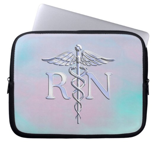 Silber wie RN Caduceus Medical Mother Pearl Laptopschutzhülle (Vorderseite)