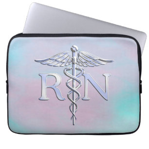 Silber wie RN Caduceus Medical Mother Pearl Laptopschutzhülle