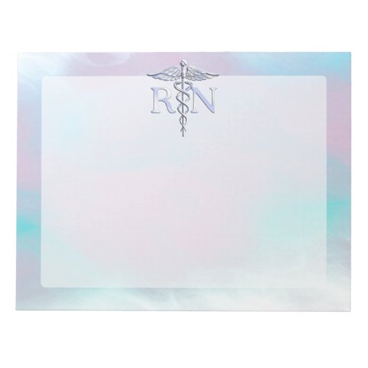 Silber wie RN Caduceus Medical Mother Pearl Notizblock (Vorderseite)