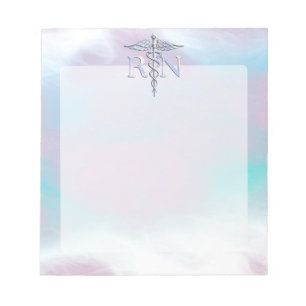 Silber wie RN Caduceus Medical Mother Pearl Notizblock