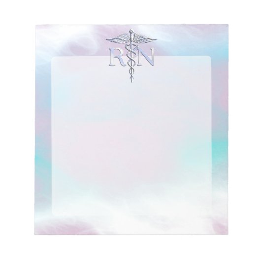 Silber wie RN Caduceus Medical Mother Pearl Notizblock (Vorderseite)