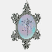Silber wie RN Caduceus Medical Mother Pearl Schneeflocken Zinn-Ornament (Links)