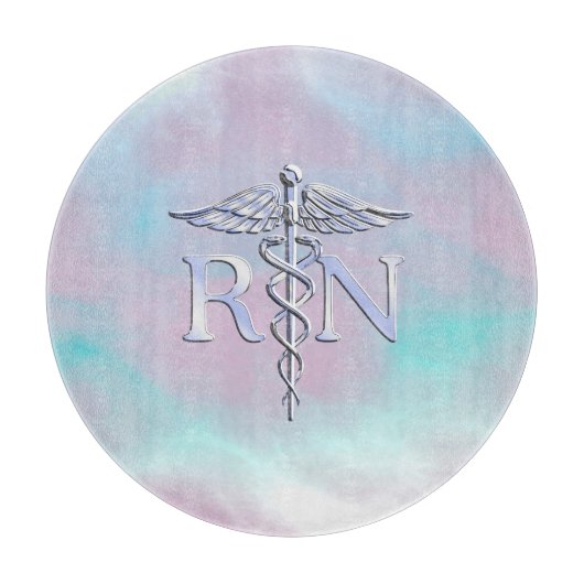 Silber wie RN Caduceus Medical Mother Pearl Schneidebrett (Vorderseite)