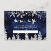 Silber-Winterschnee-Kiefer-Windeln Tombola-Baby Begleitkarte (Vorderseite)
