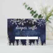 Silber-Winterschnee-Kiefer-Windeln Tombola-Baby Begleitkarte (Stehend Vorderseite)