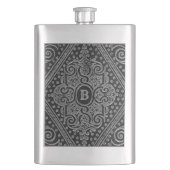 Silber Ziermittel Mit Monogramm Flachmann (Vorderseite)