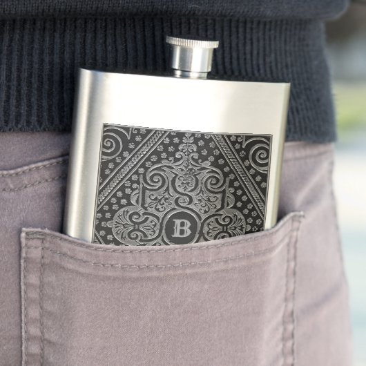 Silber Ziermittel Mit Monogramm Flachmann (Beispiel)