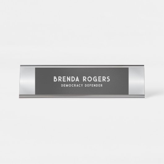 Silberakzent Schreibtischnamensplakette (Vorderseite )