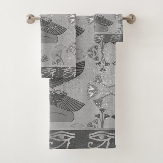 SilberAuge des ägyptischen Prinzessin-Glitzer Badhandtuch Set (Insitu)