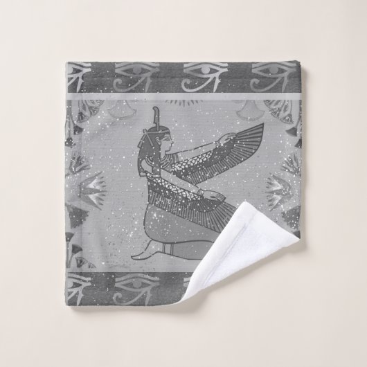 SilberAuge des ägyptischen Prinzessin-Glitzer Badhandtuch Set (Waschlappen)