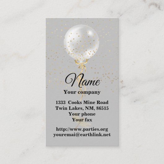 Silberballon auf einer String-Business-Karte Visitenkarte (Vorderseite)