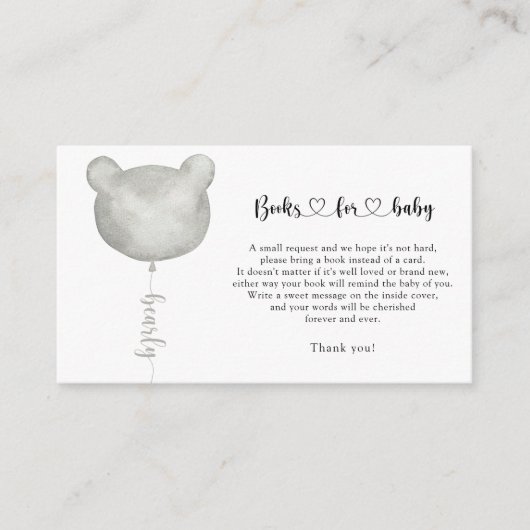 Silberballon Bärenbücher für Babytickets Begleitkarte (Vorderseite)