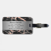 Silberbanden, Schwarz-Rose-Gold-Marmor, Name Gepäckanhänger (Rückseite horizontal)