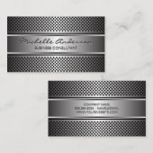 Silberbanner | Metallisches Silber Perforiertes Me Visitenkarte (Vorne/Hinten)