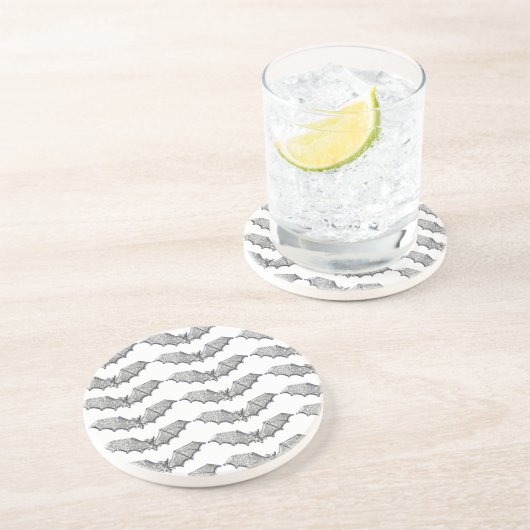 Silberbats Halloween-Untersetzer Sandstein Untersetzer (Seite)