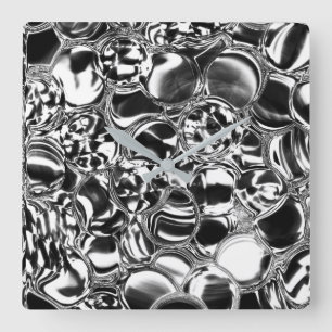 Silberblasen mit Glas- oder Metalltönung  Quadratische Wanduhr