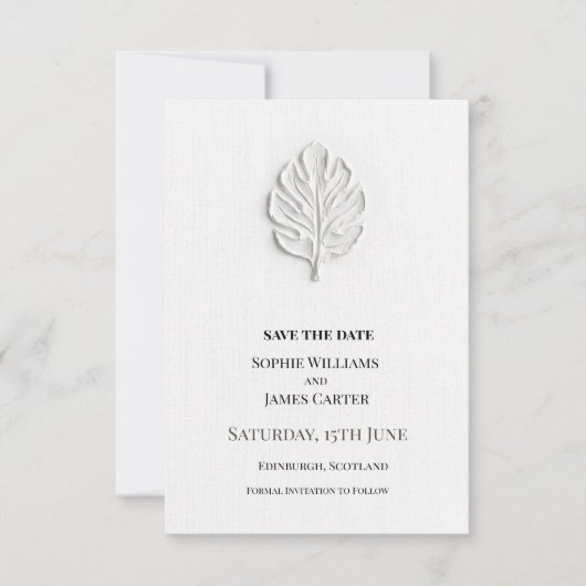 Silberblatt-Hochzeit Save The Date (Vorderseite)