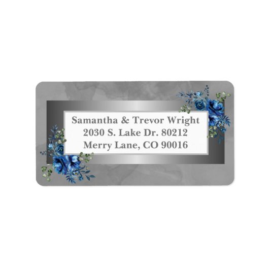 Silberblätter: Blühende Blüten Rücksendeadressen-A Adressaufkleber (Vorne)