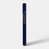 Silberblattwirbel königsblaues Monogramm iPhone Hülle (Linke Seite)