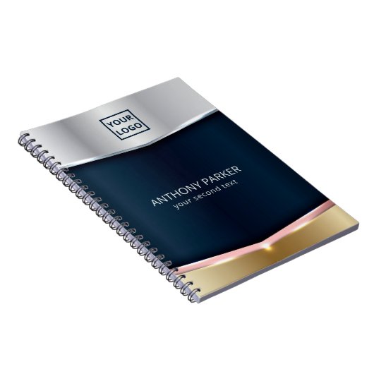 Silberblau und goldene Metallic Hintergrund Notizblock (Rechte Seite)