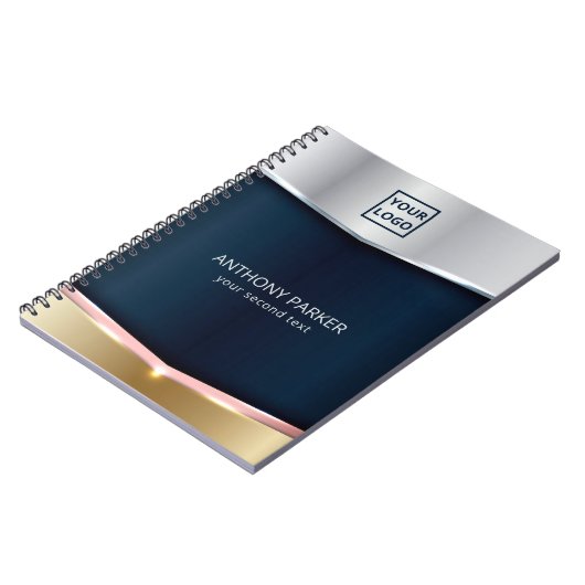 Silberblau und goldene Metallic Hintergrund Notizblock (Linke Seite)