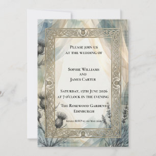 Silberblaue barocke Hochzeitseinladung Einladung