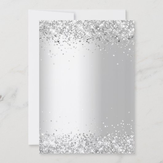 Silberblaue Blumen 25. Hochzeitstag Einladung (Rückseite)