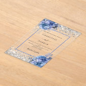 Silberblaue Blumen Hochzeit Luxus Acryleinladungen (Ablage )