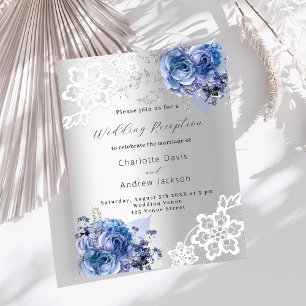 Silberblaue Blumen Hochzeitsempfang