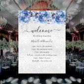 Silberblaue Blumen Hochzeitsprogramm Poster