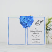 Silberblaue Blumen-Monogramm-Hochzeitsprogrammabde (Stehend Vorderseite)