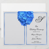 Silberblaue Blumen-Monogramm-Hochzeitsprogrammabde (Vorne/Hinten)