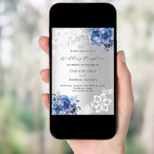 Silberblaue Blumen verleihen Hochzeitsempfang Einladung