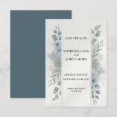 Silberblaue Eukalyptus-Hochzeitstag-Karte Save The Date (Vorne/Hinten)