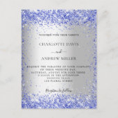 Silberblaue formelle Hochzeit Einladungspostkarte (Vorderseite)