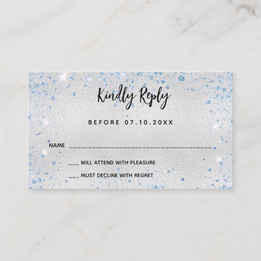 Silberblaue Geburtstagsparty UAWG Begleitkarte (Rückseite)