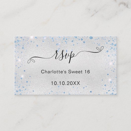 Silberblaue Geburtstagsparty UAWG Begleitkarte (Vorderseite)