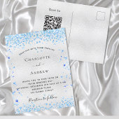 Silberblaue Herzen QR Code UAWG Hochzeit Einladungspostkarte