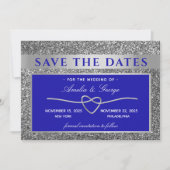 Silberblaue Hochzeit Save The Date (Vorderseite)